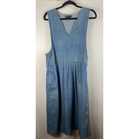 Mizz Lizz Sleeveless Midi Lightwash Blue Denim Dress w/ Pockets Cotton Large - Picture 1 of 6